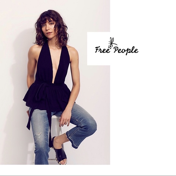 Free People Tops - Free People Black Cotton Strappy Top